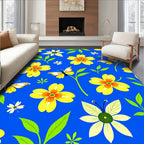 Vibrant Yellow Flowers Butterflies Garden Rug
