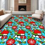 Whimsical Red Green Elf Christmas Rug