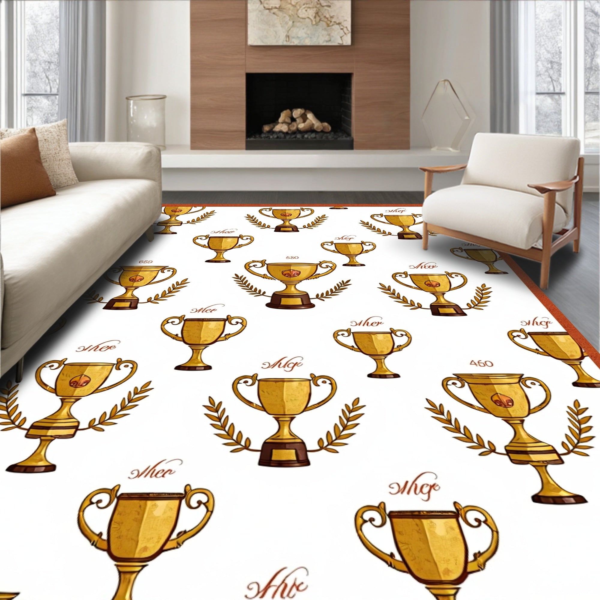 Golden Trophy Laurel Wreath Repeat Rug