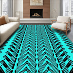 Black And Aqua Chevron Stripe Rug