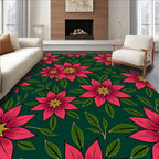 Bright Pink Floral Garden Art Rug