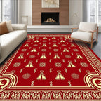 Crimson And Gold Emblem Medallion Rug