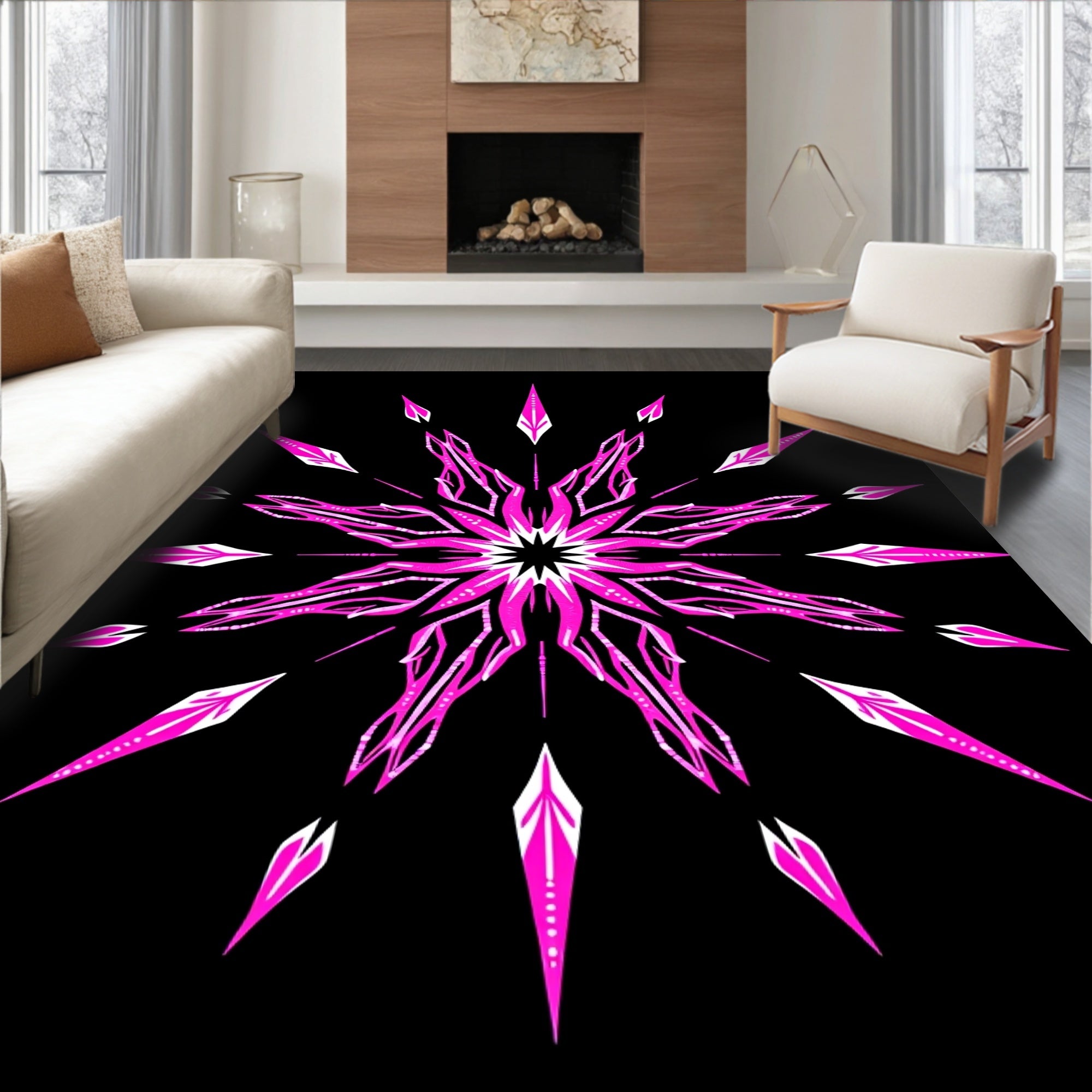 Vibrant Pink Starburst Bloom Rug