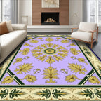 Ornate Golden Leaf Lavender Manor Rug