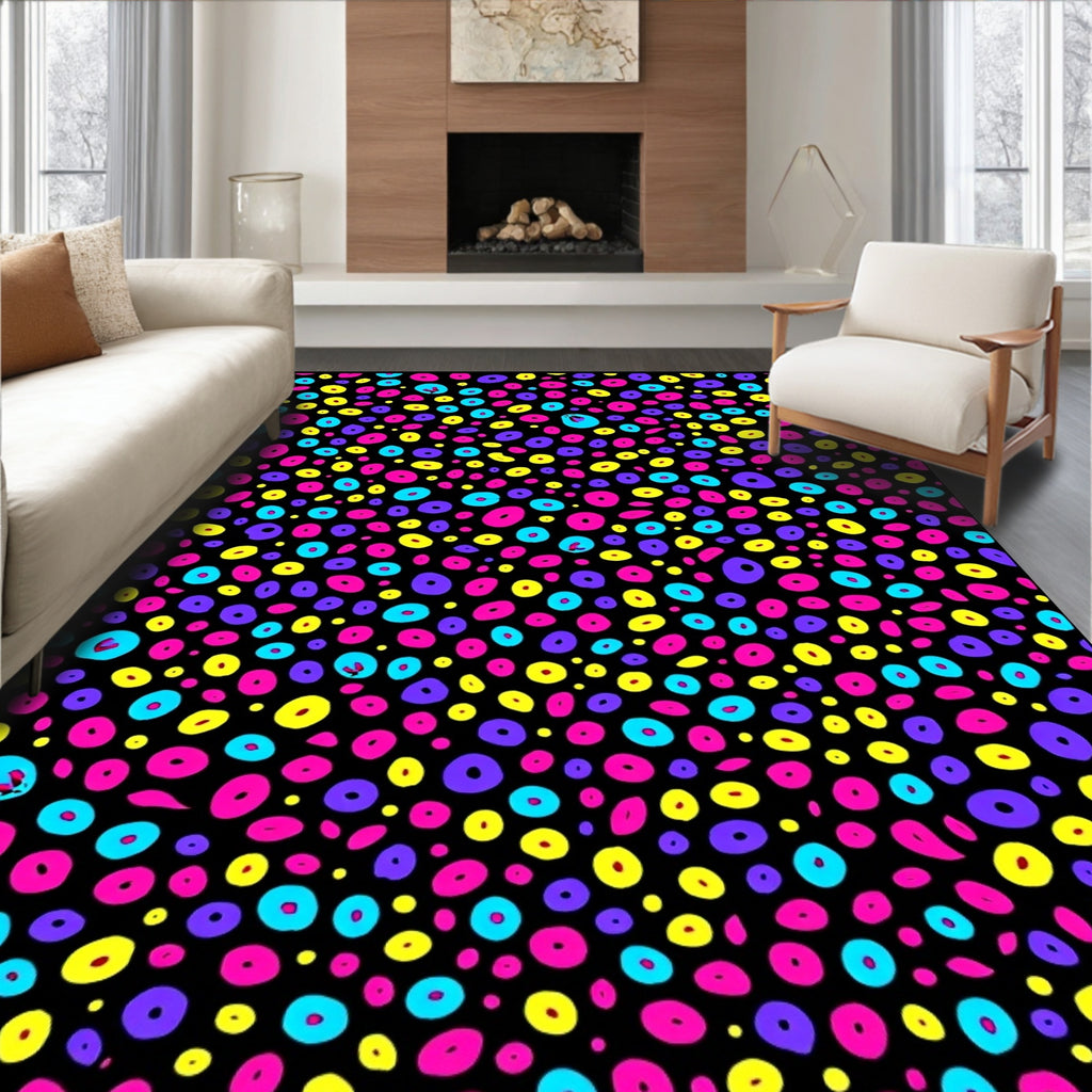 Vibrant Neon Polka Dot Scatter Rug