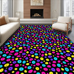Vibrant Neon Polka Dot Scatter Rug