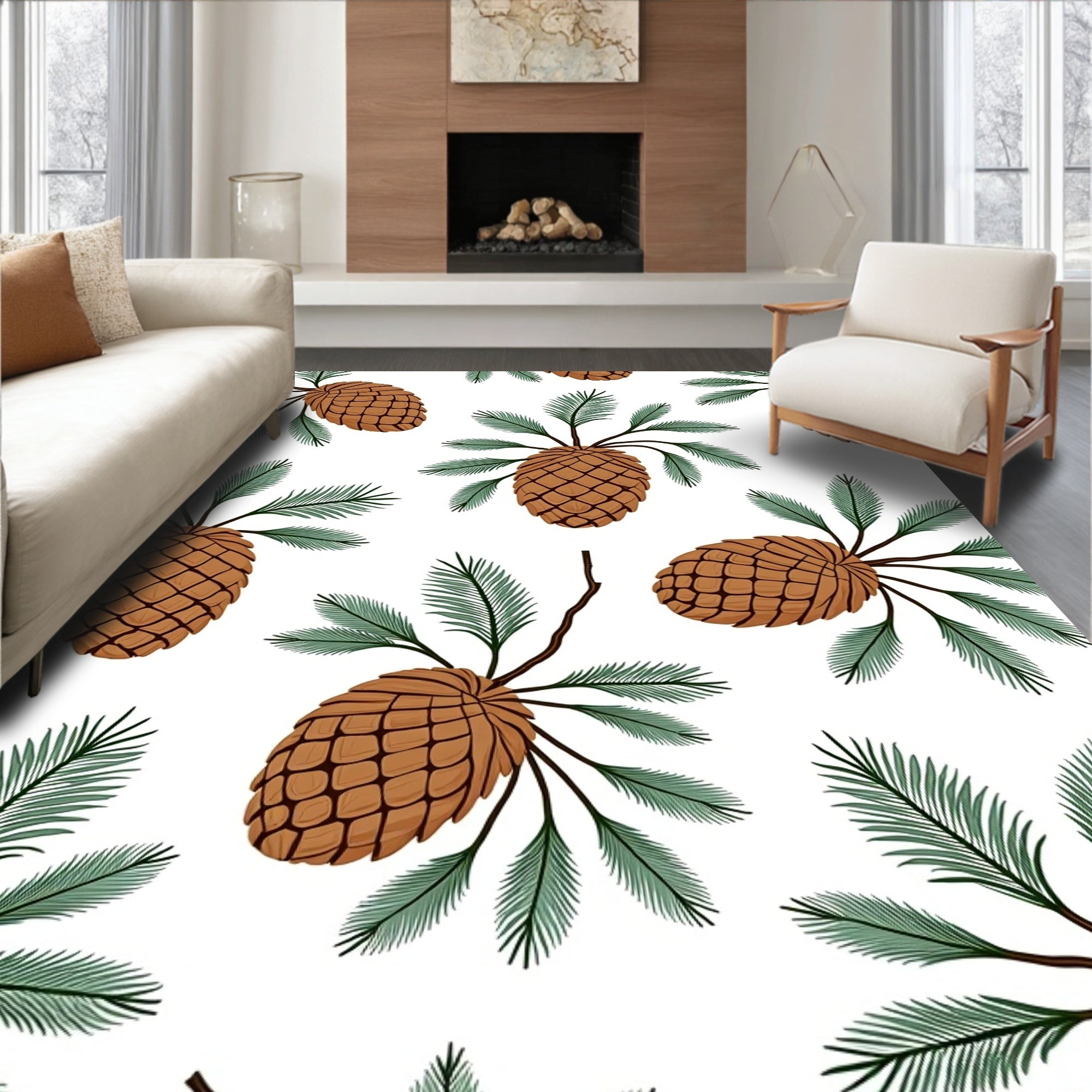 Rustic Pinecone and Pine Needle Collection Rug