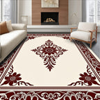 Ornate Burgundy Floral Medallion Rug