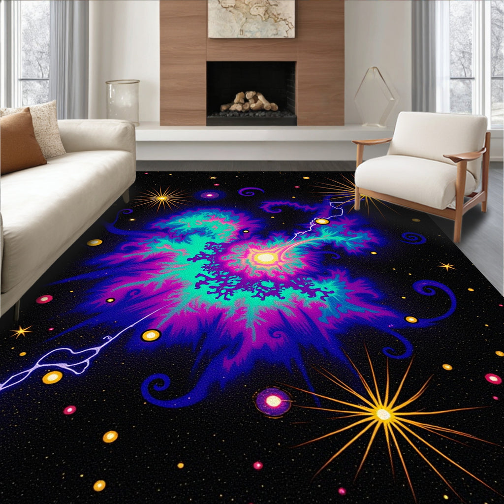 Cosmic Nebula Burst With Stars Rug