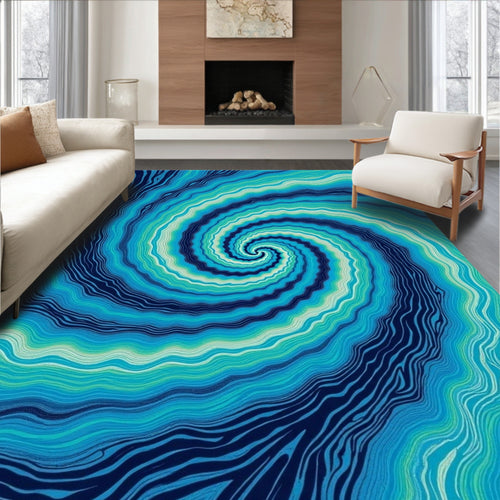 Aqua Swirl Agate Lines Rug