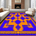 Bold Orange Blue Geometric Medallion Rug