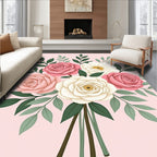 Pink White Rose Bouquet Garland Rug