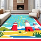 Coastal Lighthouses Flock Sky Arcs Rug