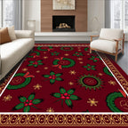 Crimson Wreath Holly Starburst Border Rug