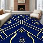 Navy Gold Geometric Ornament Star Rug
