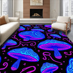 Psychedelic Neon Mushroom Swirl Rug