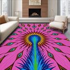 Vibrant Pink Peacock Feather Burst Rug