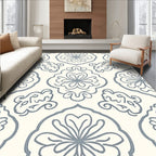 Soft Blue Floral Medallion Arabesque Rug