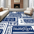 Navy White Graphic Collage Rug