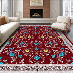 Crimson Floral Border Medallion Rug