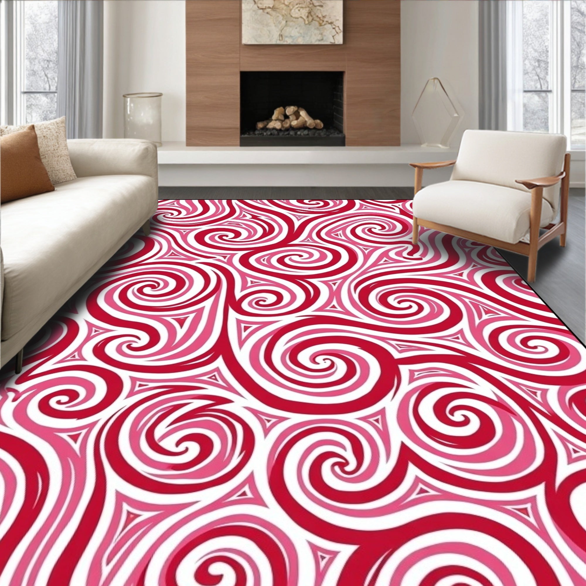 Crimson Swirls And Twists Rug