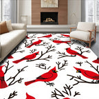 Red Cardinal Birds on Branches Rug