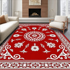 Scarlet White Foliage Starburst Center Rug