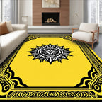 Bold Yellow Black Medallion Frame Rug
