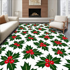 Festive Green Holly Berry Clusters Rug