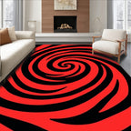 Vivid Red Black Swirl Spiral Rug