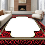 Red Black Gold Scrollwork Frame Rug