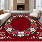 Golden Bells Festive Floral Garland Rug