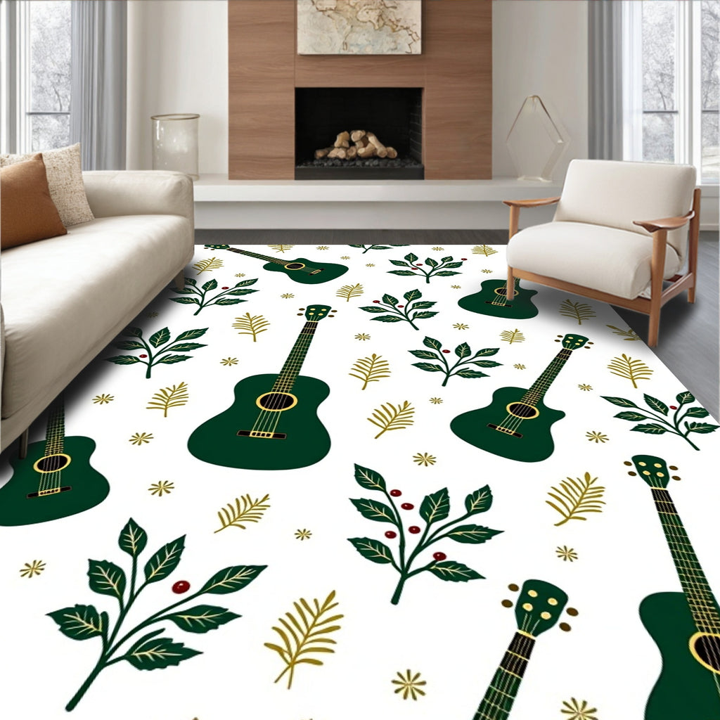 Green Guitar Foliage Starburst Rag Rug