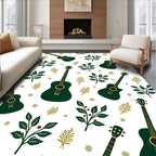 Green Guitar Foliage Starburst Rag Rug