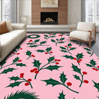 Pink Holly Berry Sprig Wreath Rug