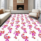 Ornate Red Pink Abstract Shape Rug