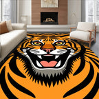 Bold Orange Tiger Face Stripes Rug