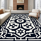 Dark Ivory Abstract Medallion Symmetry Rug