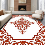 Burnt Orange Floral Medallion Frame Rug