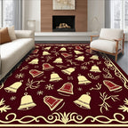 Burgundy Gold Festive Bell Arrangement Rug