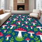 Whimsical Red White Mushroom Forest Companions Rug