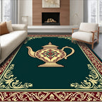 Crimson Floral Teapot Decorative Border Rug