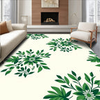 Deep Green Floral Branch Arrangement Rug
