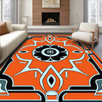 Vivid Orange Geometric Floral Medallion Rug
