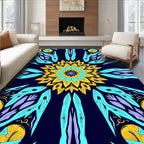 Yellow Teal Bloom Mandala Rug