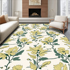 Golden Yellow Floral Vine Art Rug