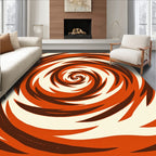 Retro Orange And Brown Swirl Rug