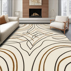Creamy Beige Abstract Line Art Rug
