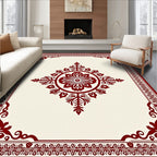 Crimson Floral Medallion Bordered Rug