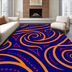 Bold Orange Swirl Red Triangles Rug